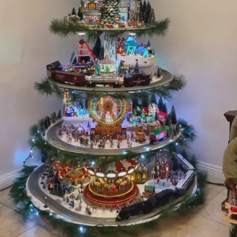 Christmas tree with village